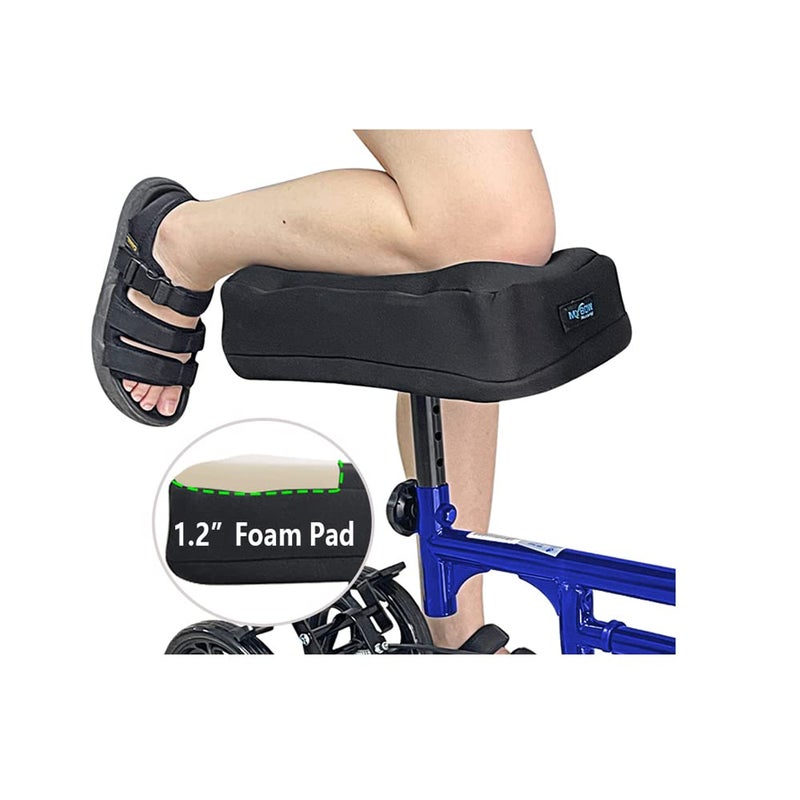 Mybow Knee Scooter Pad for Comfort Knee Walker Pad Cover Cushion Scooter for Broken Foot Leg Injury Knee Cushion Roller Scooter Padding Medical Foam Cushion Seat Cover (Black) - Image 1